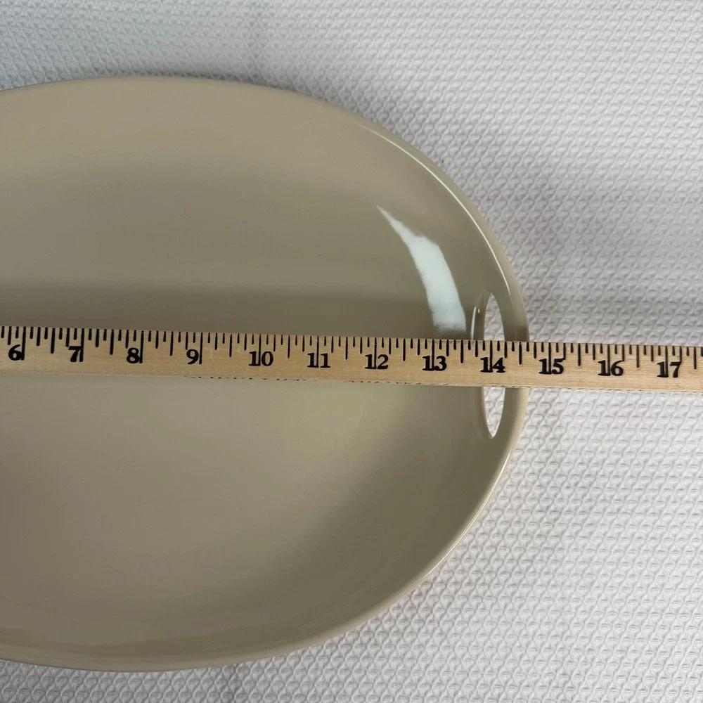 Longaberger Woven Traditions Ivory Oval Platter Pottery Serving Tray 15 Inch